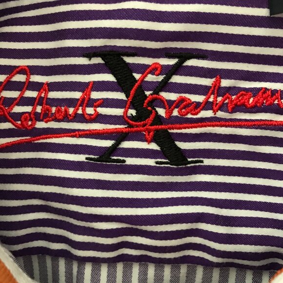 Robert Graham X Series Shirt Men L Purple Striped Button Up Long Sleeve - Picture 3 of 13